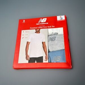 NEW BALANCE Men's Small 3 Pack Crew Neck Premium Cotton T Shirt Undershirt